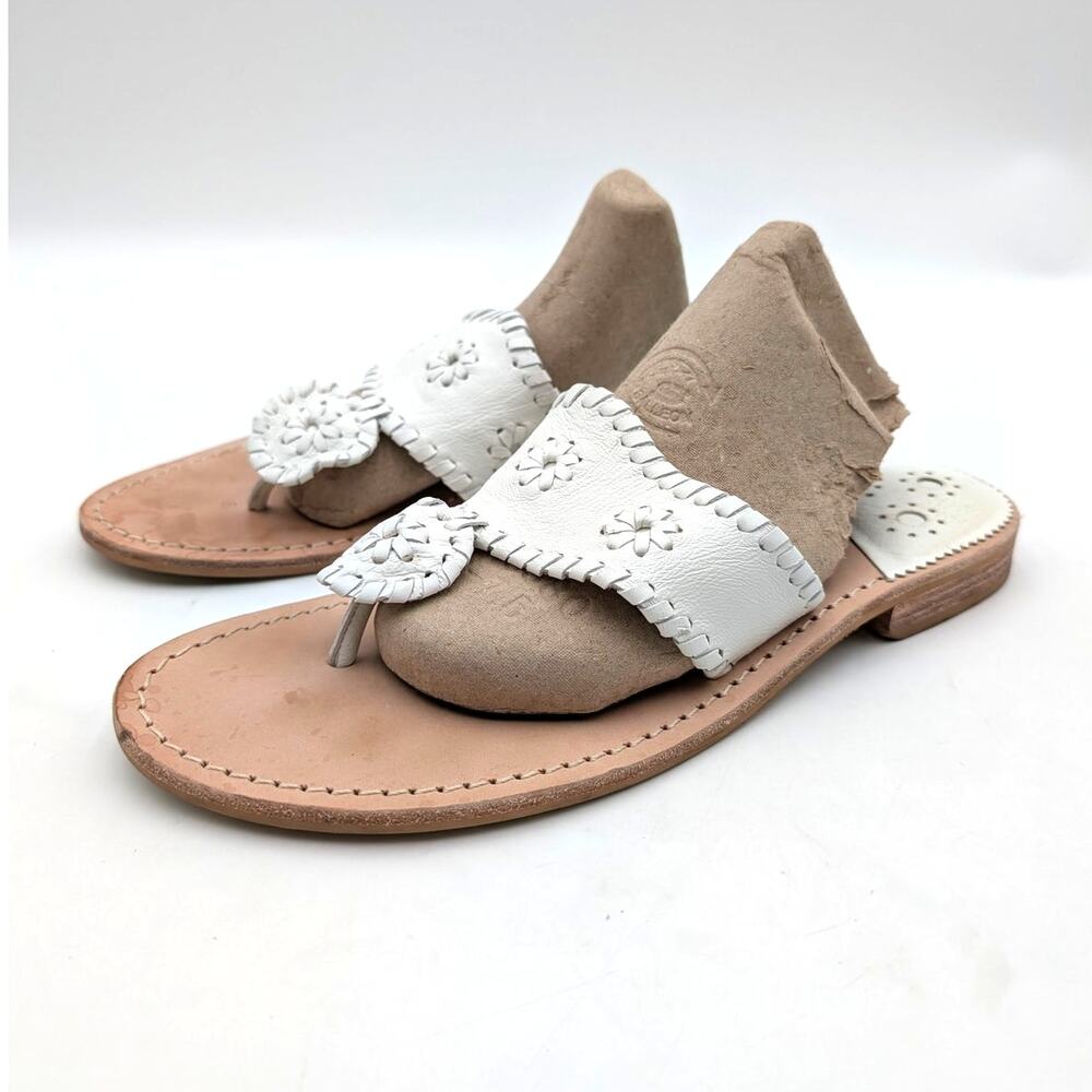Jack Rogers Jacks Flat Sandals Open Round Toe Women's White Size US9M EU39